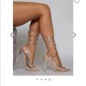 Simmi Shoes Clear with silver trim pumps